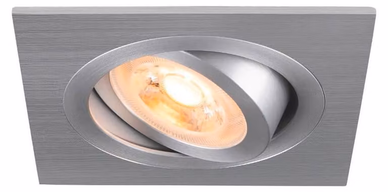 Plafoniera da incasso New Tria 75 GU10 angolare in alluminio spazzolato clip molle 1 luce