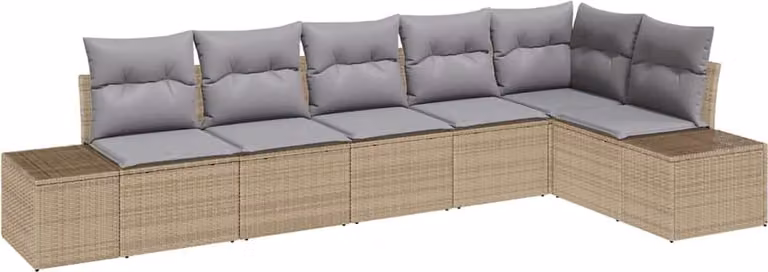 Set Divano da Giardino 6 pcs Beige e Grigio Chiaro polyrattan