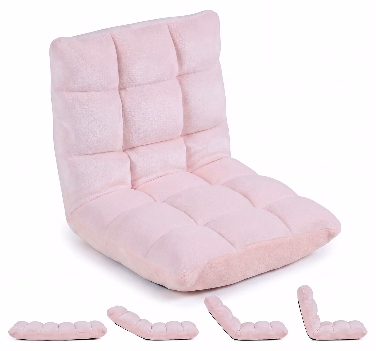 Divano da pavimento KOMFOTTEU con schienale regolabile, divano imbottito per pavimento con funzione letto, sedia pieghevole per la meditazione, poltrona relax da pavimento, sedia da pavimento per soggiorno, camera da letto e balcone, resistente fino a 160