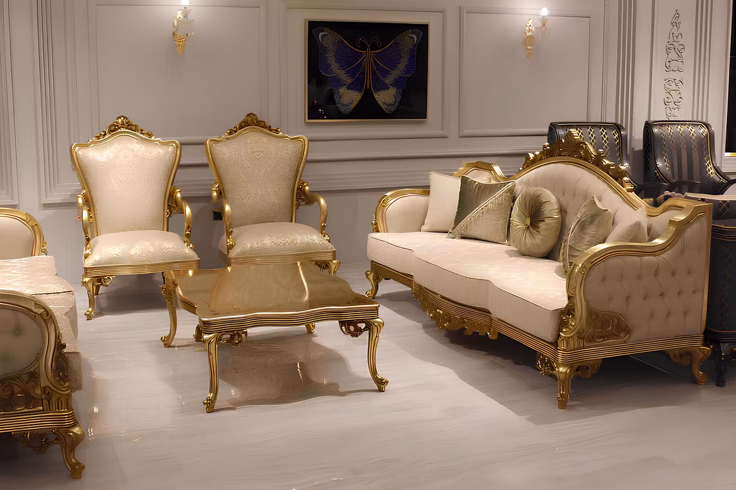 DesignerSofagarnitur 3+3+1 Sitzer Couch Polster Sitzgarnitur Klassische Set