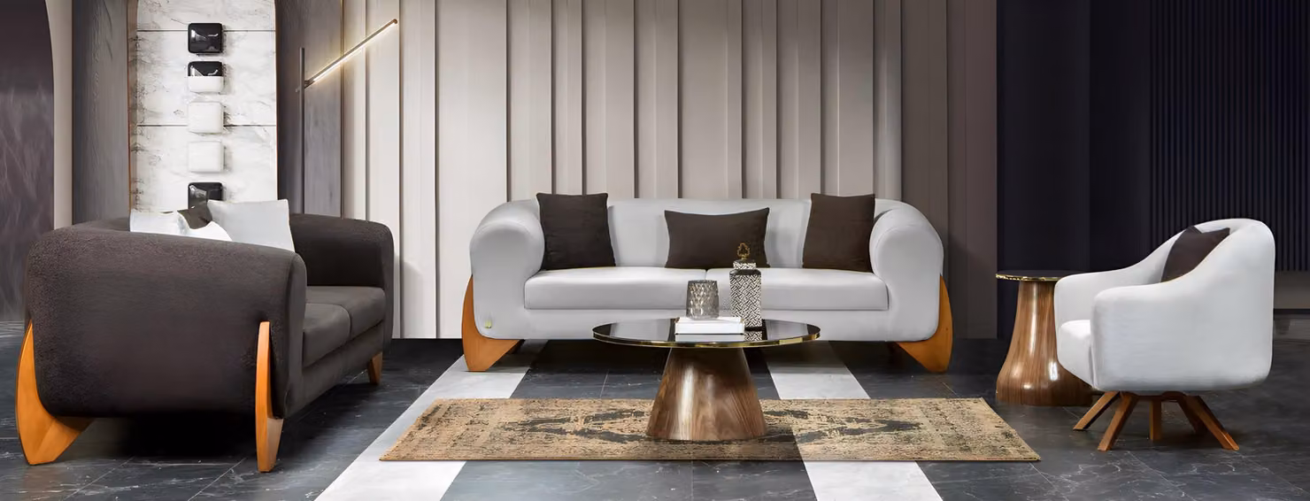 Moderne Sofagruppe Sofa Couch Sitzgarnitur Polstergarnitur Sofaset 3+3+1