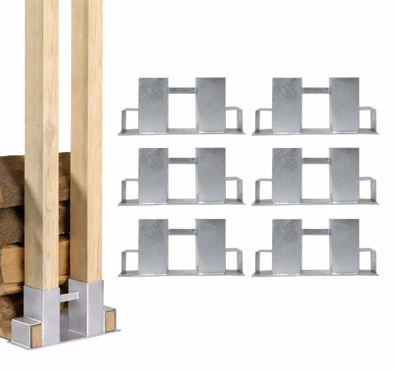 Set di 6 supporti per legna in acciaio zincato a caldo 34x10x15 cm Supporto per legna da ardere Scaffale per legna da ardere