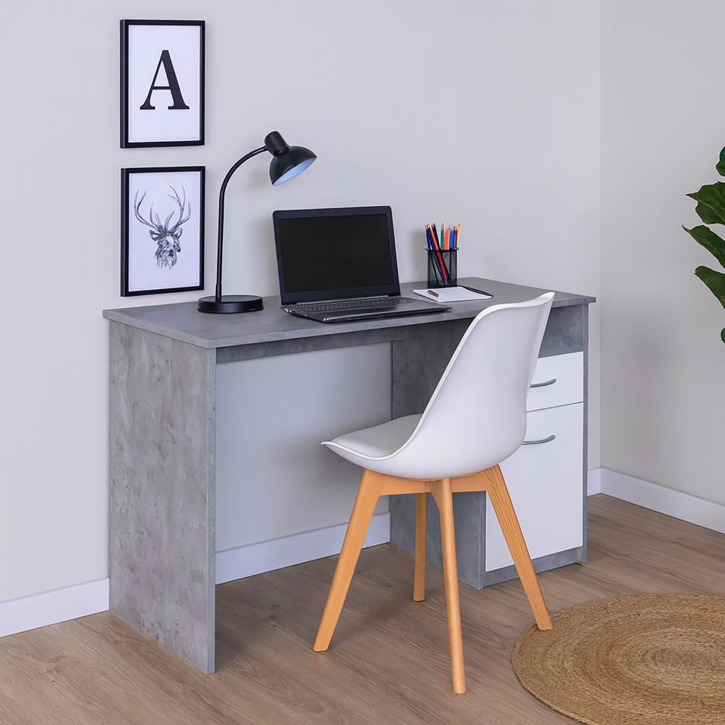 Scrivania 120 x 76 cm cemento bianco