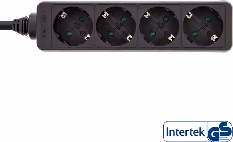 InLine® 16441E Striscia di prese, contatto di terra a 4 vie 1,5 m, nero