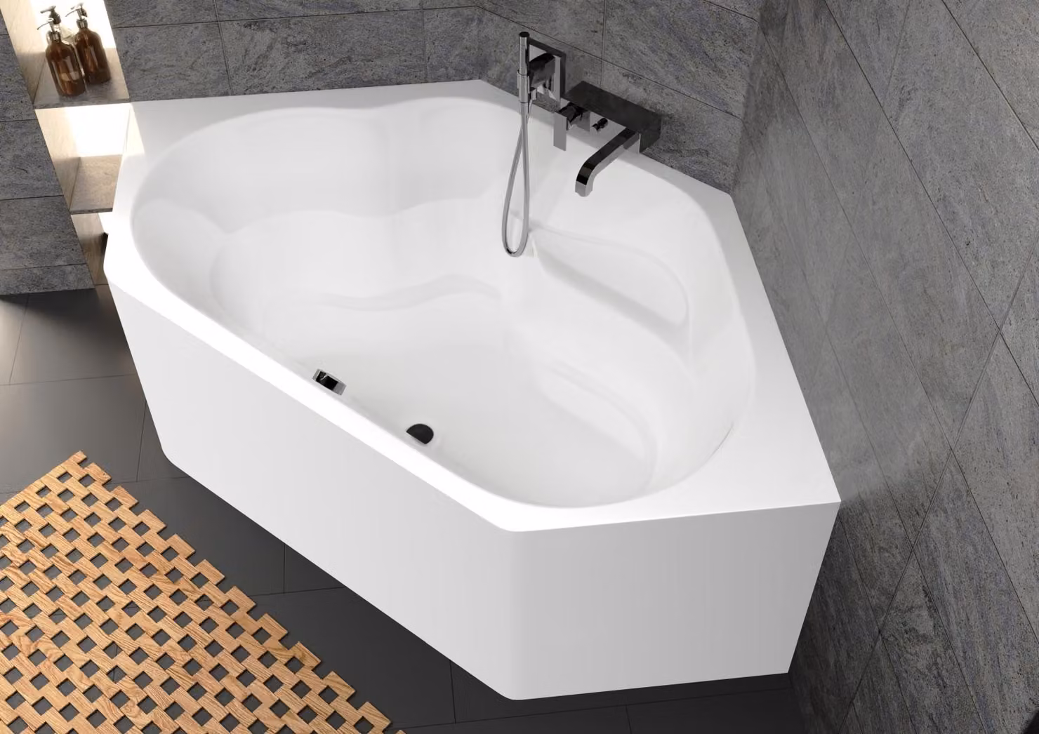 RIHO Winnipeg Baignoires d'angle, variante Plug&Play, 2 places, 145x145x47,5cm, 225 Betteres, blanc, B010011005, B010011005