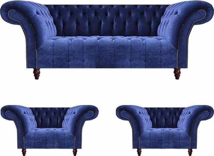 Chesterfield Sofagarnitur Couch 3tlg Polster Möbel Moderne Sitzgruppe