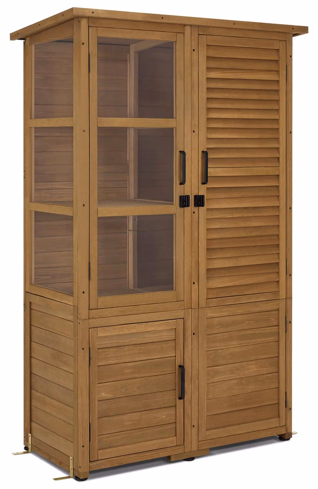 Armadietto da giardino in legno, finitura naturale - 55x110x175 cm - Impermeabile, con tetto in asfalto