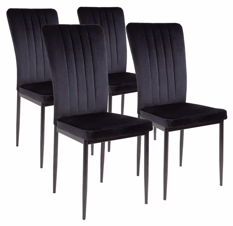Sedie per sala da pranzo Albatros con rivestimento in velluto, set di 4 MODENA, nero - Elegante design vintage, elegante sedia da pranzo imbottita - Sedia da cucina o da sala da pranzo con elevata capacità di carico