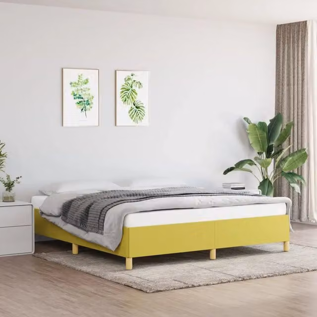 Struttura Letto Imbottita vidaXL in Tessuto Verde con Doghe a Rete con Supporto Curvo L: 180 cm, P: 200 cm, H: 203 cm