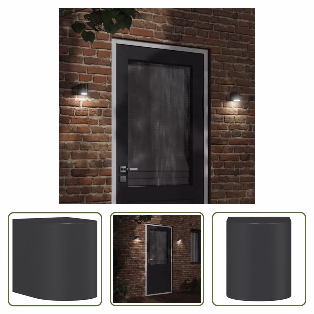 The Living Store Applique da esterno in alluminio pressofuso nero