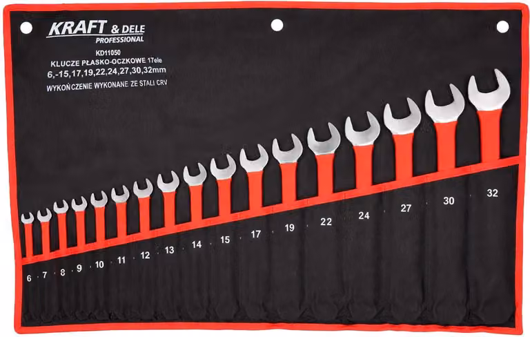 Chiavi a bussola esagonali, set da 17 pezzi, CRV, 6-32mm, modello KD11050