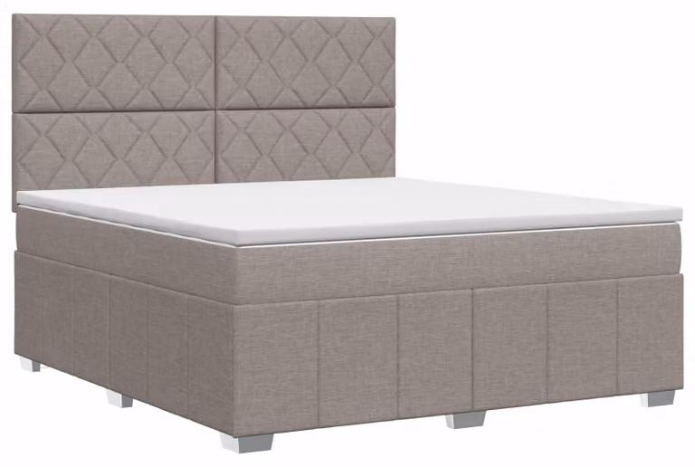 Letto a molle con materasso Taupe 180 x 200 cm in tessuto