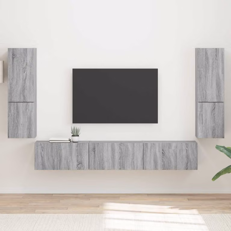 Set mobile TV vidaXL 4 pezzi Grigio Sonoma in legno e MDF per soggiorno