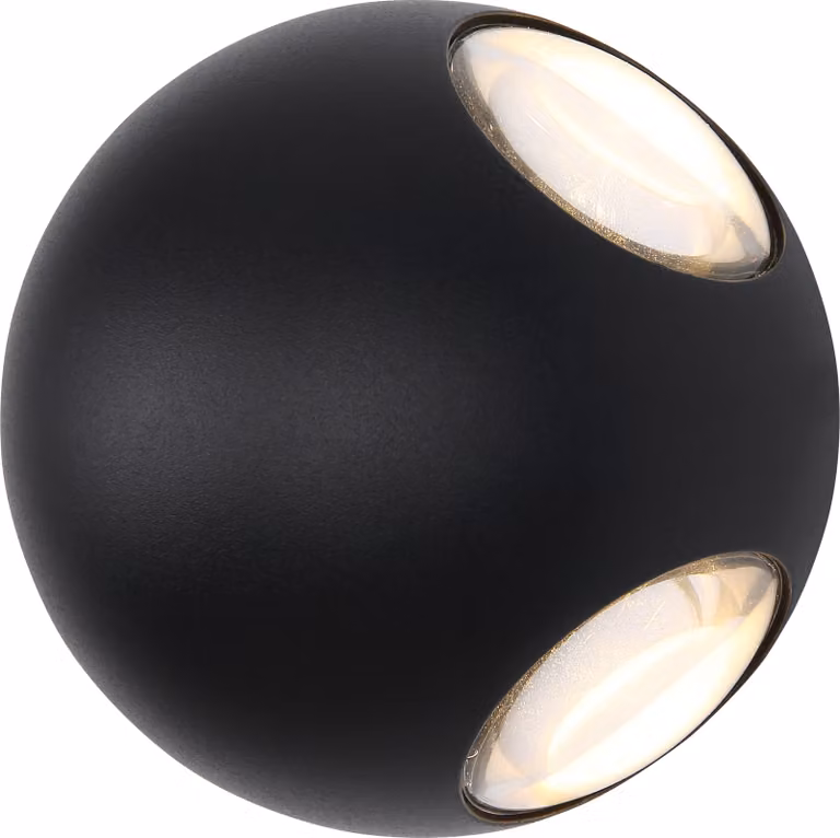 Lampada da esterno Globo Lighting, alluminio nero opaco, vetro trasparente, ulteriori caratteristiche: effetto luce direzionabile in quattro direzioni, grado di protezione IP54, diametro: 110 mm, altezza: 90 mm, include LED 4,5W 230V, flusso luminoso: 440