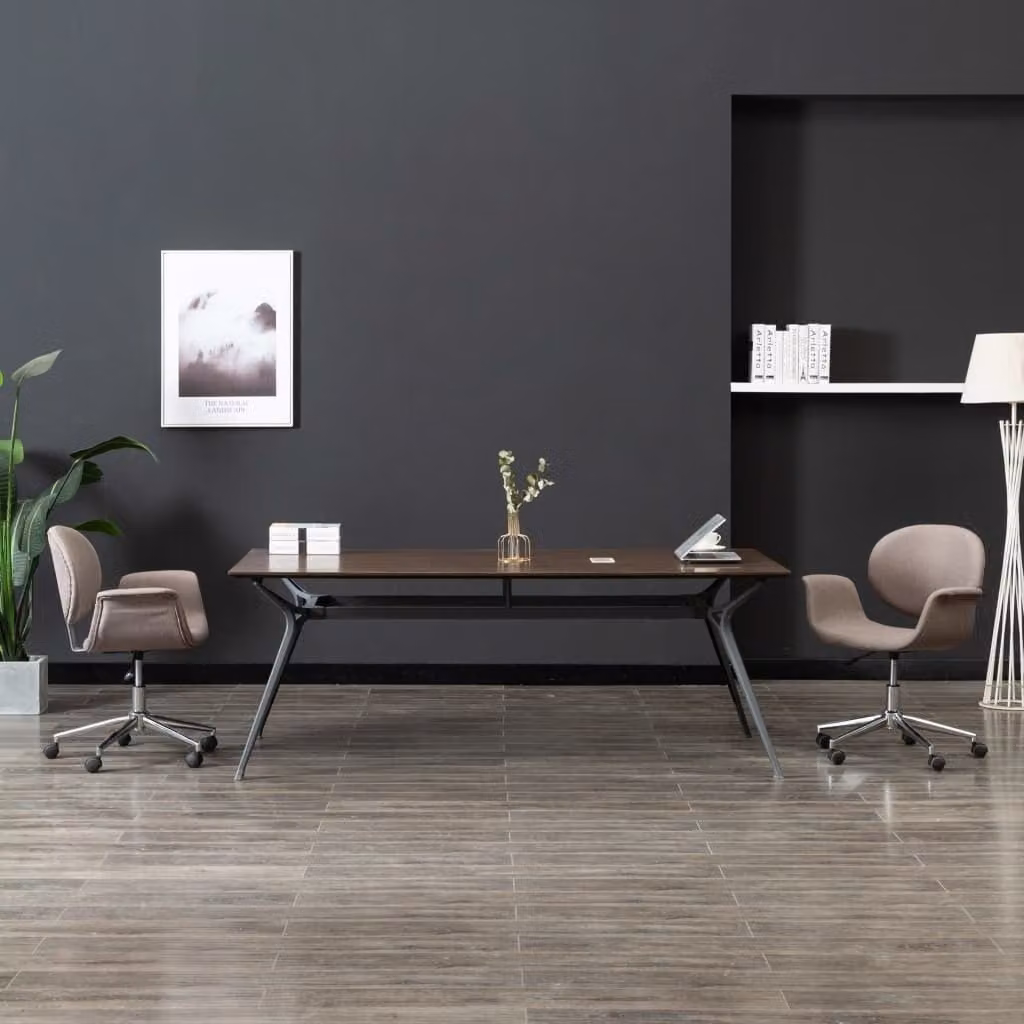 The Living Store Sedie da pranzo 2 pz. Girevole in tessuto Taupe