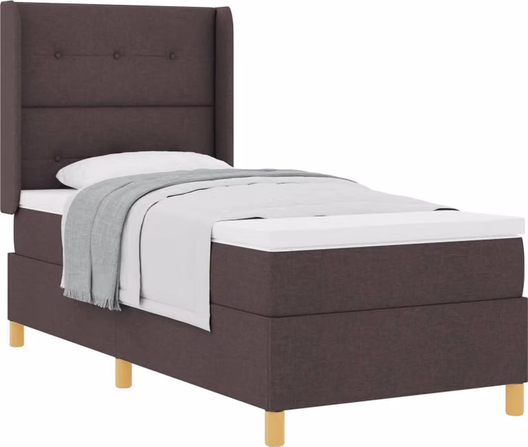 Letto a molle con testiera marrone scuro 100 x 200 cm in tessuto