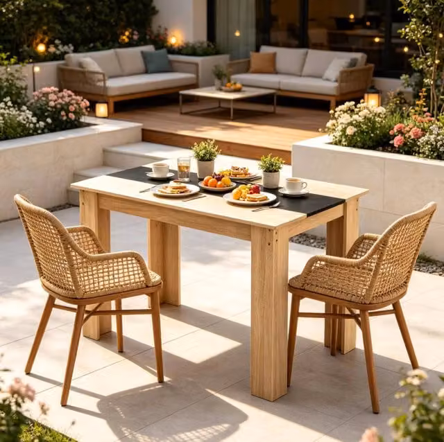 Tavolo da pranzo 120 x 69 cm in rovere e nero per 4-6 persone