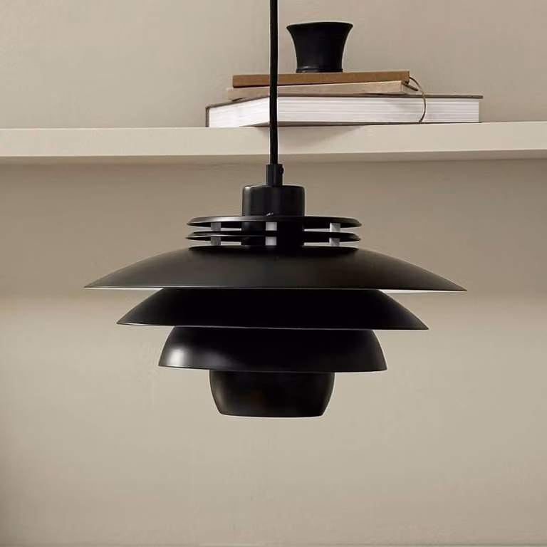 Dyberg Larsen Lampada a sospensione Ejka mini, dimmerabile, Nero, Soggiorno / Sala da pranzo, Metallo, Design, Lampada a sospensione