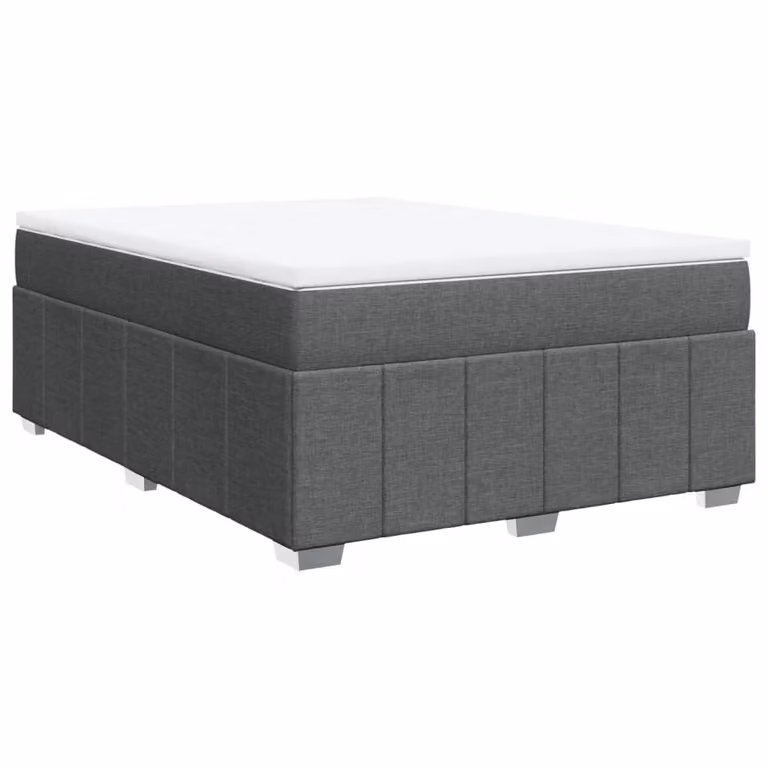 Giroletto a Molle con Materasso Grigio Scuro 140x190 cm Tessuto