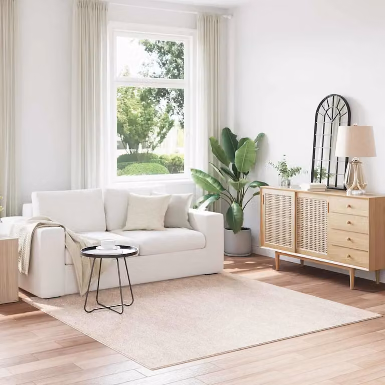 Tappeto Shaggy vidaXL Antiscivolo e Lavabile in Polipropilene, Colore Beige, L 200 x P 200 cm