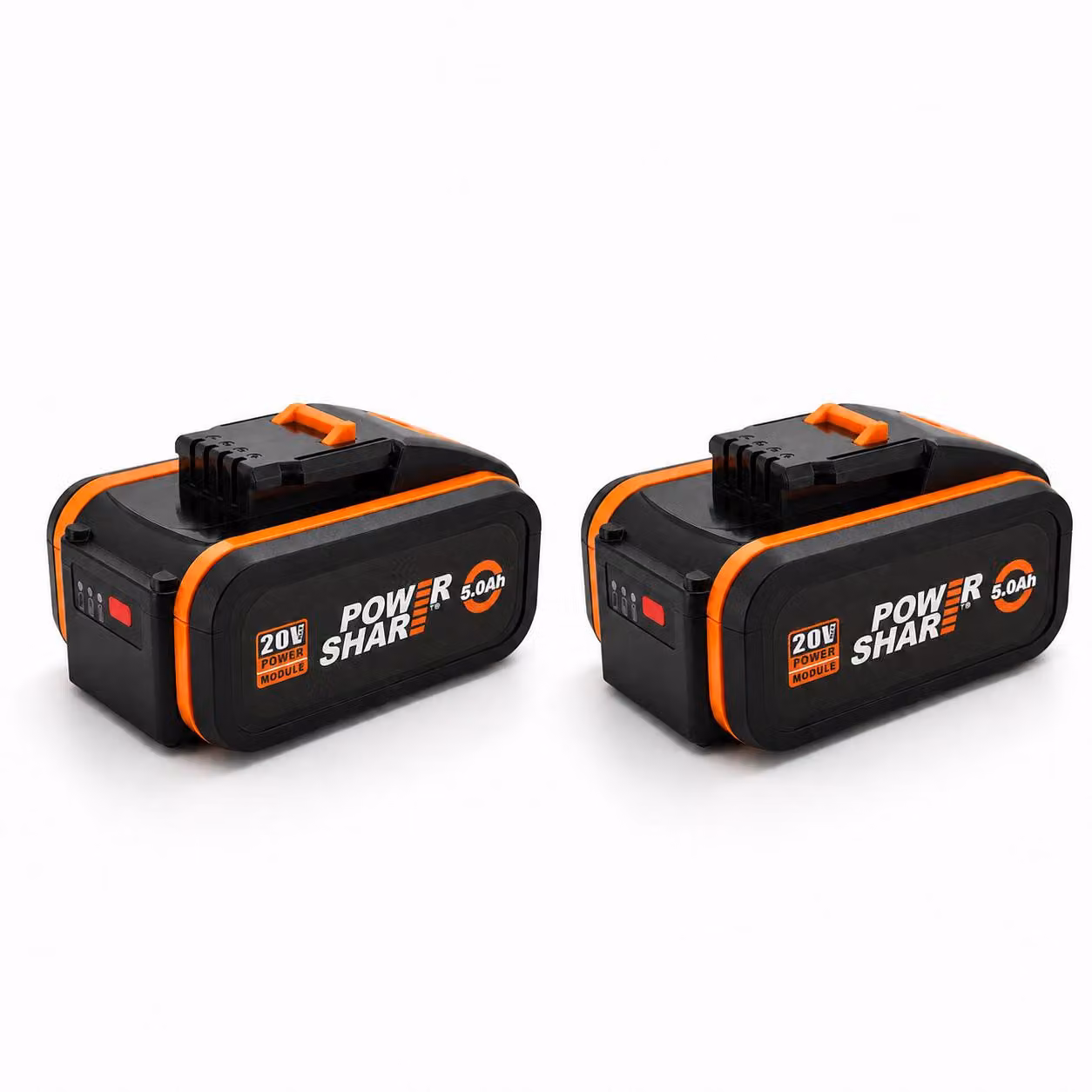 2 batterie di ricambio agli ioni di litio da 8Ah e 20V, compatibili con il sistema PowerShare di WORX – batteria per utensili con indicatore di carica – confezione doppia / set da 2