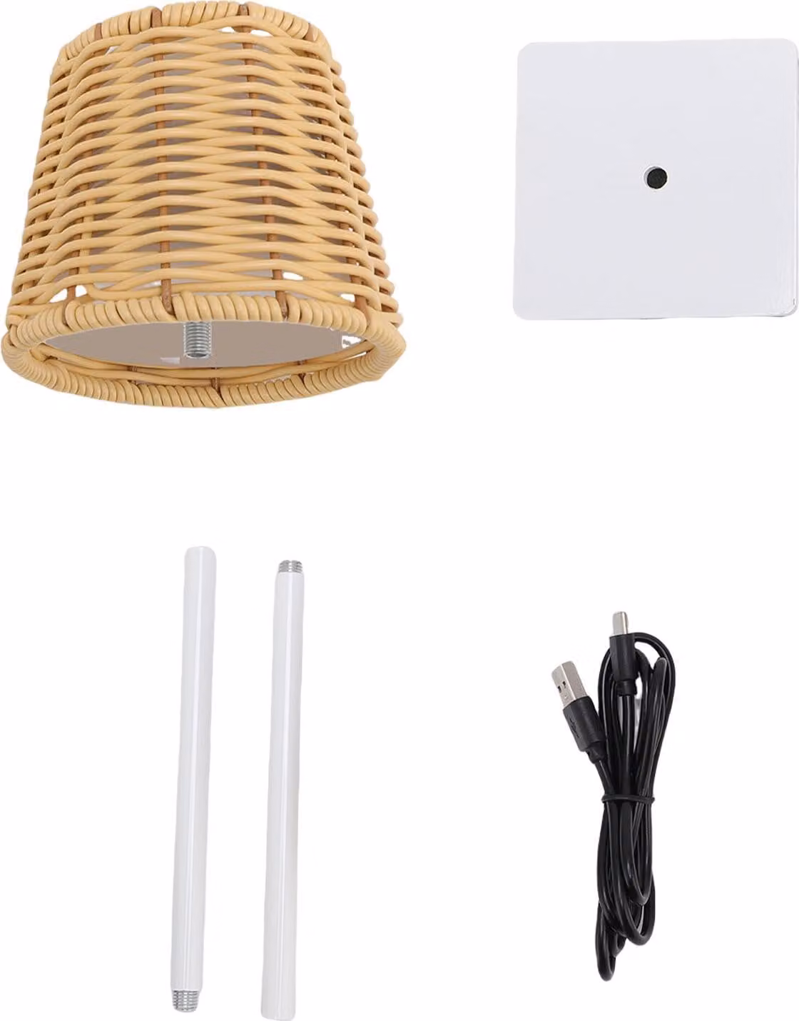 Lampada da tavolo a LED, tessuto PC rattan, 120 lm, 3 colori, comando touch, ricaricabile, luce notturna da comodino per soggiorno, camera da letto, bar, bianco
