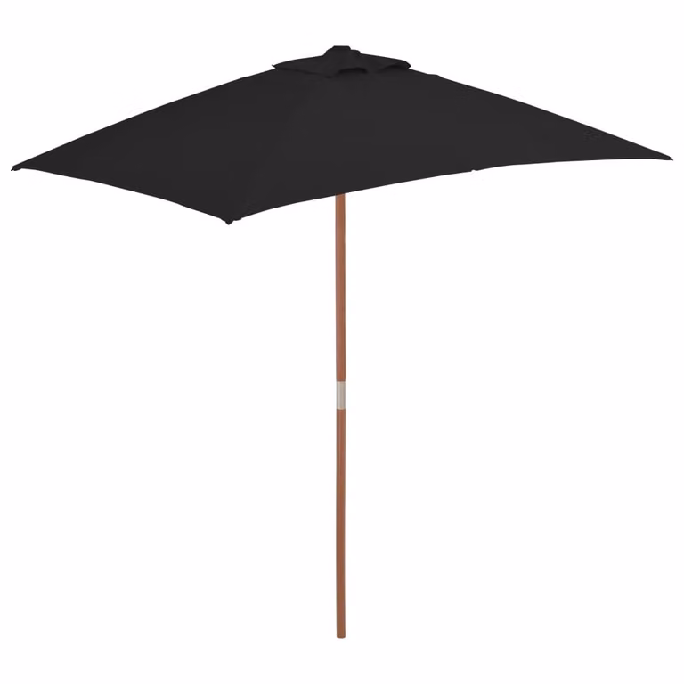 The Living Store Ombrellone con palo in legno nero 150x200 cm