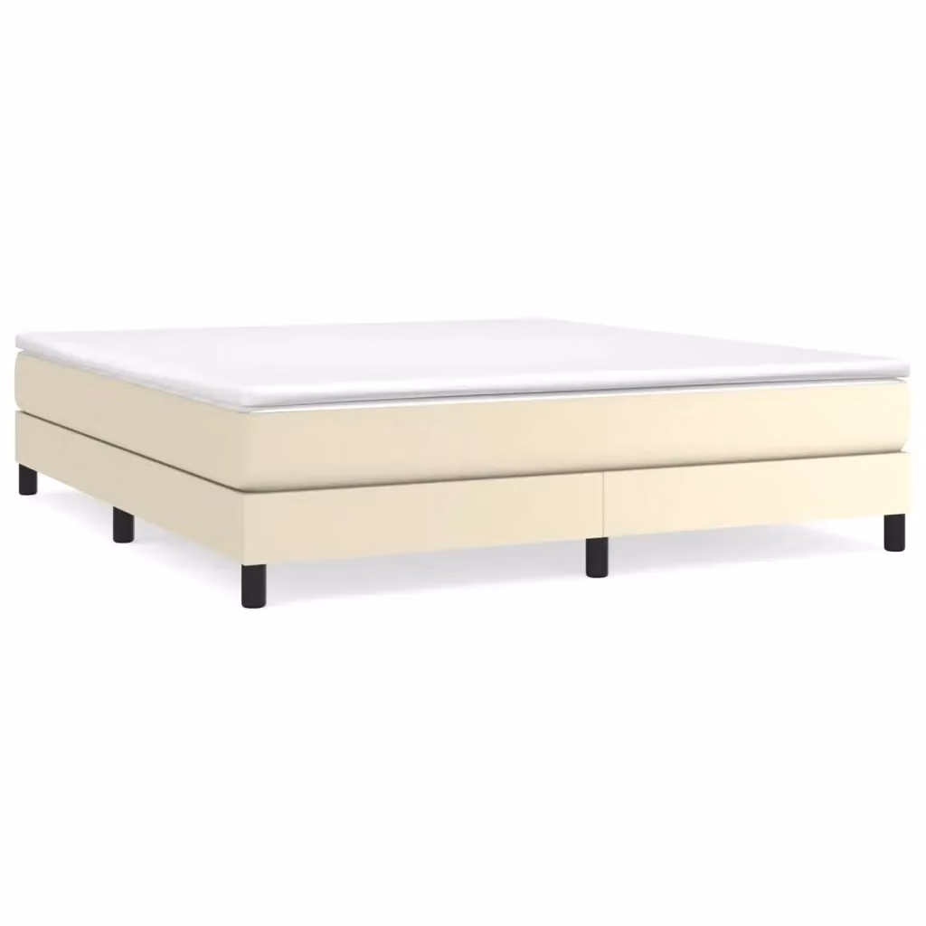 Letto Ibrido con Giroletto Imbottito e Materasso vidaXL in Similpelle Beige e Bianco L/P: 160 x 200 cm – 2
