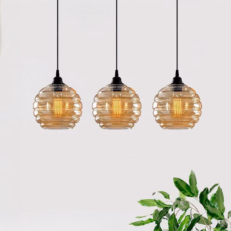 Lampada a sospensione in vetro Gold 012 Opviq, dimmerabile, Ottone / Oro, Soggiorno / Sala da pranzo, Vetro, Lampada a sospensione