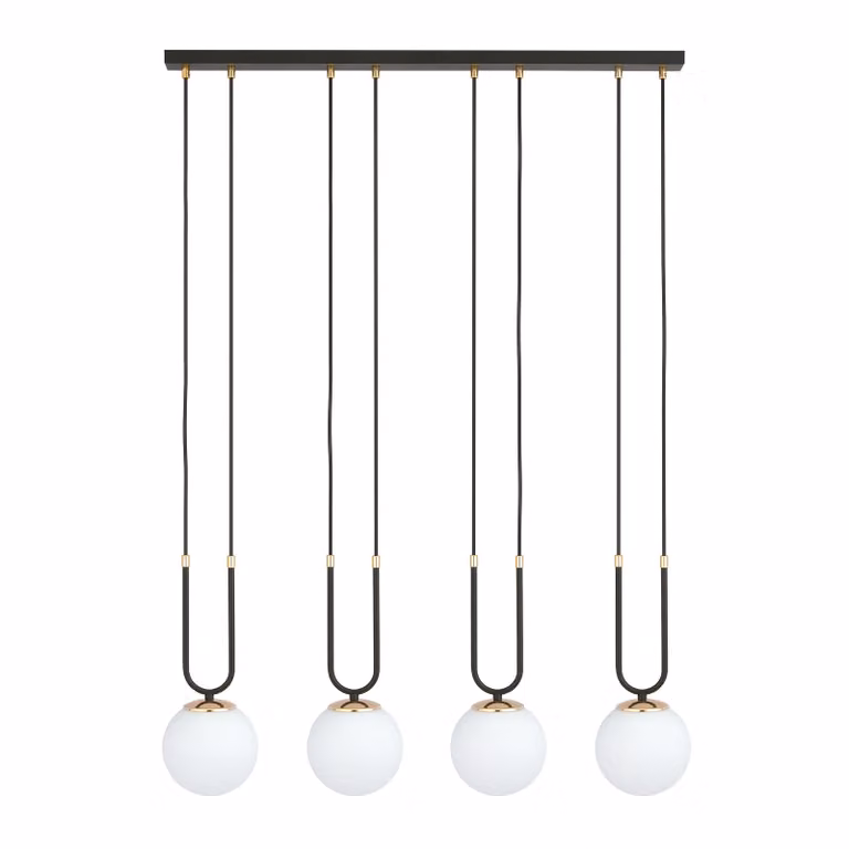 Lampadario Emibig 4xE14 40W GLAM 4 NERO/OPAL 1112/4