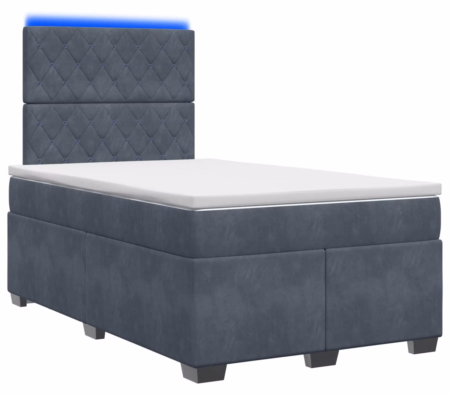 Letto a molle con materasso grigio scuro 120 x 190 cm in velluto
