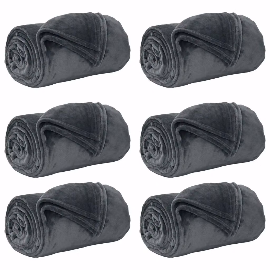 Set di 6 coperte in pile vidaXL Grigio, L 240 cm x P 270 cm – 2