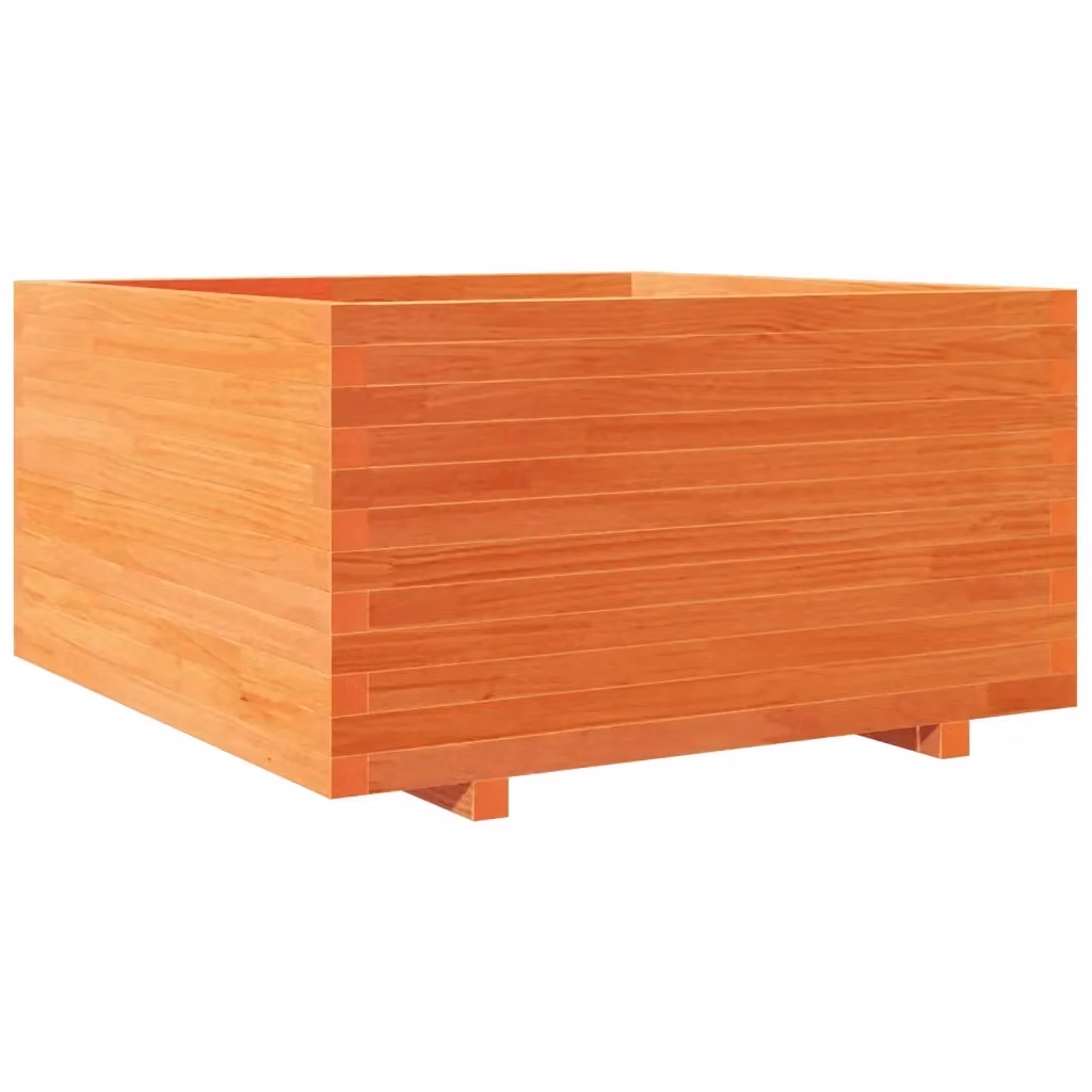 Fioriera da giardino vidaXL in legno massello marrone e arancione L/P/H: 90 x 90 x 49,5 cm – 2