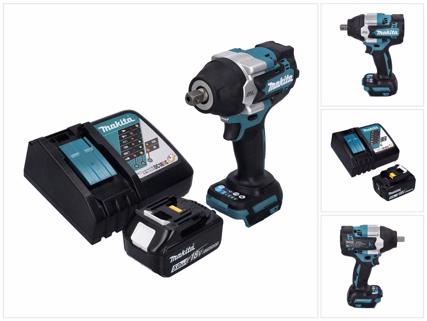 Avvitatore a impulsi a batteria Makita DTW 701 RT1 18 V 700 Nm 1/2" XPT Brushless + 1x batteria ricaricabile 5,0 Ah + caricatore