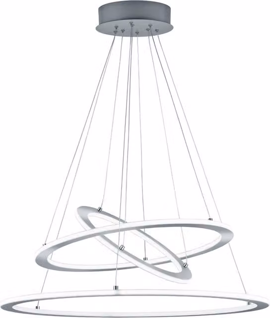 Lampadario a soffitto LED Durban Trio di Trio Leuchten in metallo bianco e argento, dimmerabile