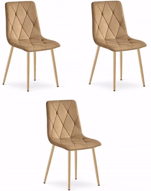 Set di 3 sedie Valora TYRA in velluto marrone con gambe in legno e metallo