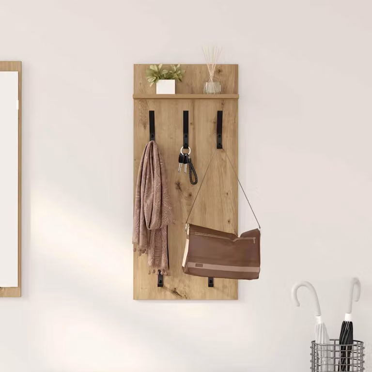 Appendiabiti a muro moderno vidaXL in legno marrone L 40 cm x P 10 cm x H 90 cm