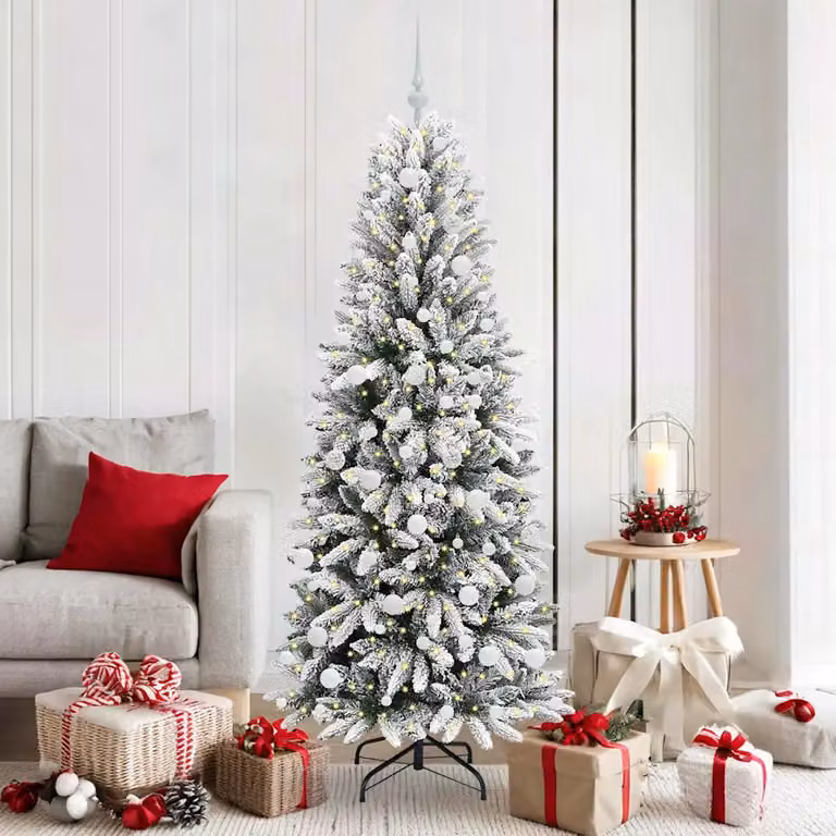 Albero di Natale artificiale moderno vidaXL bianco e verde con 300 LED luce bianca calda, Altezza: 180 cm