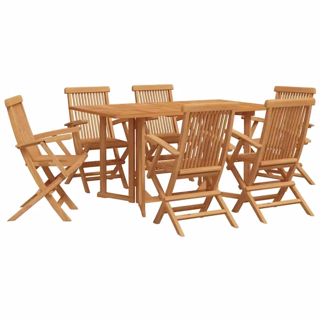 Set da pranzo per giardino e terrazzo vidaXL in legno di teak massiccio marrone, 7 pezzi – 2