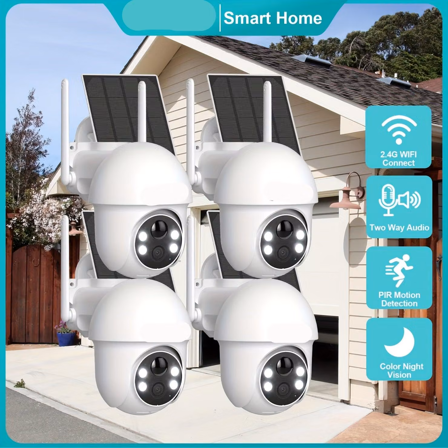 Telecamera di sicurezza esterna - Telecamera di sicurezza wireless - Telecamera per esterni - Telecamera per il giardino - Rotazione a 360° con controllo PTZ