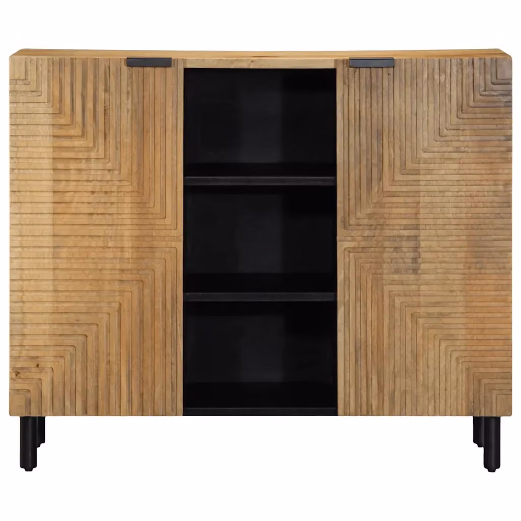 Credenza moderna vidaXL in legno di mango e metallo, marrone, L: 90 cm, P: 33 cm, H: 75 cm – 2