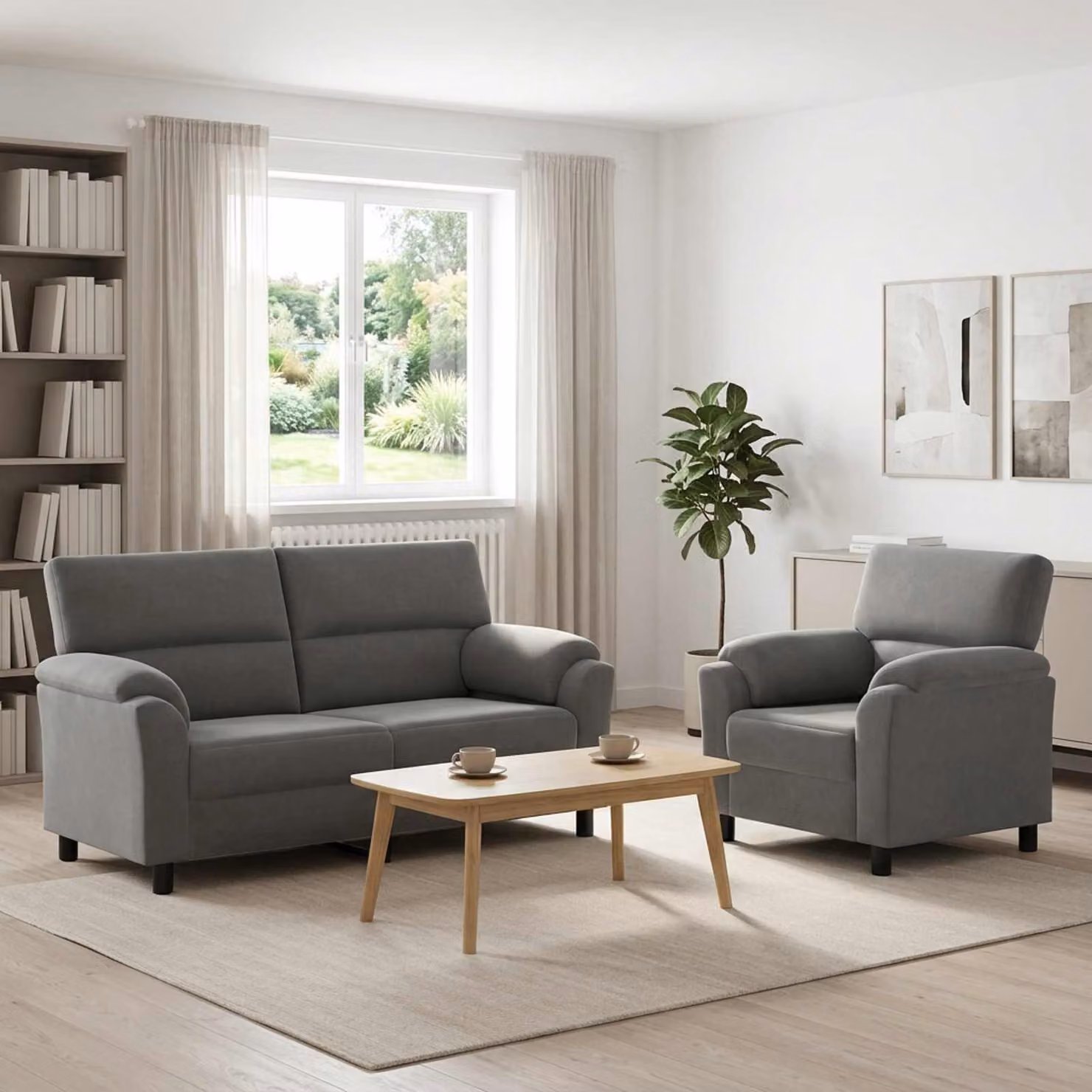 Set di 2 divani moderni vidaXL in velluto grigio scuro con struttura in metallo per il tuo soggiorno