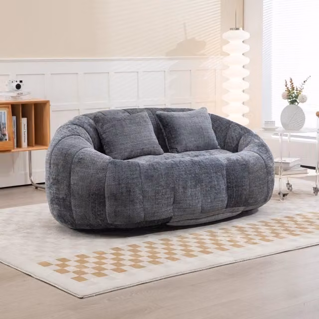 Divano Pouf Sacco Lounge ¨C MINIMAL ¨C Grigio Chenille, Adulti e Bambini