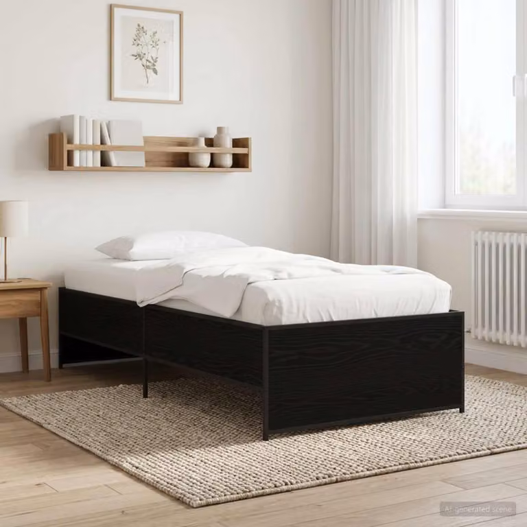 Struttura del letto vidaXL in rovere e metallo nero L/P/H: 200 x 80 x 83 cm