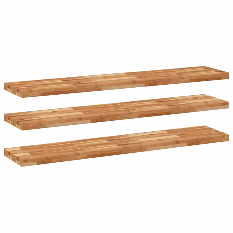 Set di 3 mensole da parete VIDAXL in legno di acacia marrone con finitura a olio, L: 160 cm, P: 30 cm, H: 4 cm