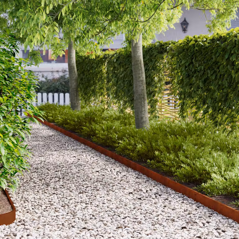 Set di 30 bordure per prato vidaXL in acciaio color ruggine, L: 103 cm, H: 10 cm