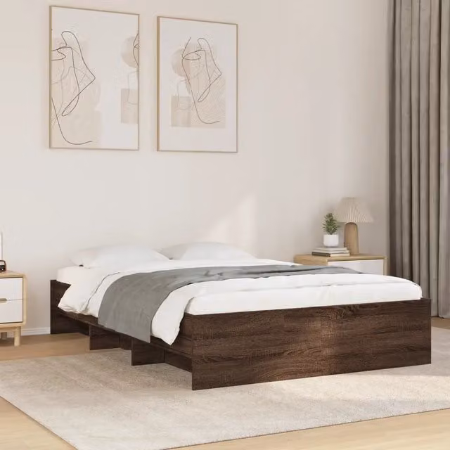 Letto con struttura in legno e doghe piatte vidaXL colore rovere marrone L 120 x P 200 cm