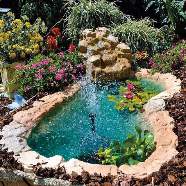 Laghetto con Cascata Artificiale in Vetroresina Multicolore con Pompa GIORDANOSHOP L: 265 cm, P: 145 cm