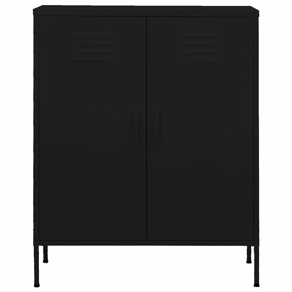 Armadietto a muro vidaXL in metallo nero con ante a battente e ripiani interni, L: 80 cm, P: 35 cm, H: 101,5 cm – 2