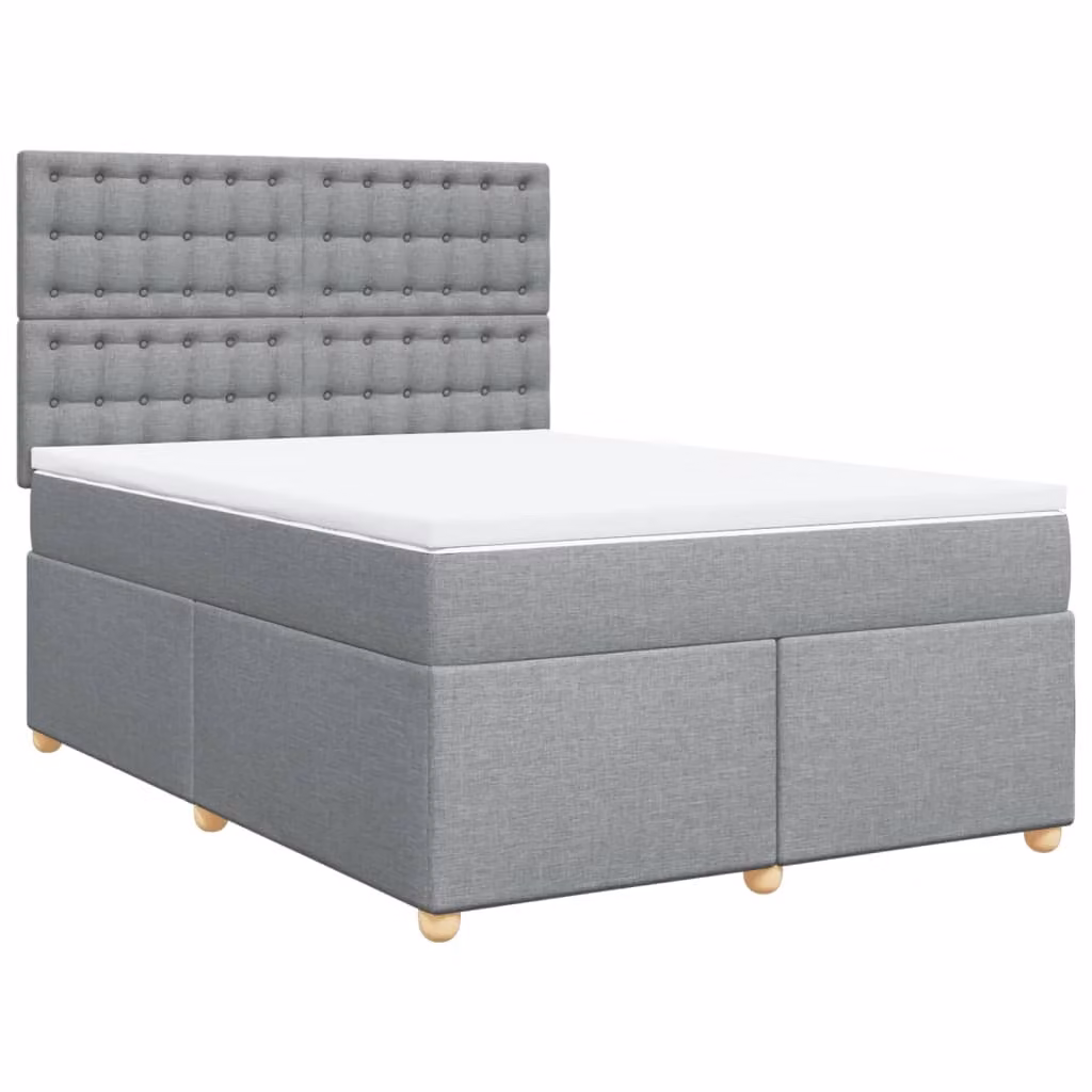 Giroletto a Molle con Materasso Grigio Chiaro 140x200cm Tessuto